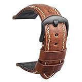 Uhrenarmband 22mm Ersatz-Uhrenband Leder Uhrenarmband Männer Armband Zubehör Braunes Herrenuhrenarmband Schwarz plattierte S