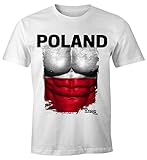 MoonWorks EM T-Shirt Herren Fußball Polen Poland Flagge Fanshirt Polska Waschbrettbauch Fan Shirt weiß XL
