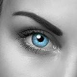 Farbige Kontaktlinsen'Sky Blue' 2x Himmelblaue Kontaktlinsen ohne Stärke + gratis Kontaktlinsenb