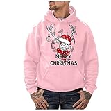 Syliababy Weihnachten Kapuzenpullover Hoodie Weihnachtspullover Herren Druck Hooded Christmas Sweatshirt Xmas Kordelzug Weihnachtspulli Casual Digital Gedruckt Langarm Pullover mit T