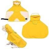 Wasserdicht Hunde Regenjacke, NALCY Hunderegenmantel, Hunde Verstellbare wasserdichte Regenjacke mit Kapuze & Bauchschutz für Kleine Mittelgroße Hunde (L/Gelb)
