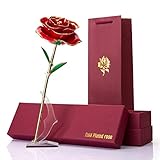 GWHOLE 24K Gold Rose Handgefertigt Valentinstag für Frau Freundin Mutter mit Geschenkbox