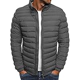 OADOBKICE Jacke Herren Sport Jacke Herren Winddichte Jacke Herren Zip Jacke Herren Puffer Jacke Herren Wintermänner Runter Männer In Übergröße Nach Unten Langärmlige Männer Unten Jacke Grau M