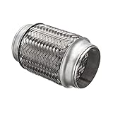 Auspuff Endtopf 76mm * 152mm Doppelgeflecht 3'x6 Autozubehör Auspuff Flexrohr Anschweißen Edelstahl Endstück Flexi Tub