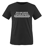 Comedy Shirts - Ich mag Meine Familie Kochen und Meinen Hund. Sei kein Psycho verwende Satzzeichen! - Jungen T-Shirt - Schwarz/Weiss Gr. 110-116