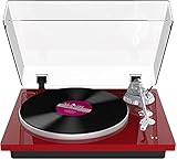 Plattenspieler mit Riemenantrieb und Magnetkartusche Anti Rutsch Steuerung,Digitaler USB Ausgang,EIN Stilvoller Schlanker Vinyl HiFi Bluetooth Schallplattenspieler 33 & 45 U/