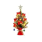 OPIU Weihnachten Deko Künstliche Weihnachtsbäume Tabletop Kleiner Weihnachtsbaum mit Lichtern, batteriebetriebener Mini-Weihnachtsbaum, Indoor-Weihnachtsdekorationen (Color : Red)