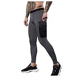 KIMODO Leggings Herren Lange Sportleggings Atmungsaktive Enganliegende Laufhose komfortable Männer Leichte Jogginghose Trainingshose Kompressionshose Schnelltrocknende Sporthose (B-Dunkelgrau, S)