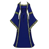 SHIZUANYUE Damen Mittelalter Kleid Renaissance Gothic Retro Celtic Frauen Kleider Party Cosplay Kostüm Prinzessin Kleider Langarm Ballkleider Bodenlangen Steampunk Karneval Fasching Halloween Kleidung