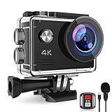 Action Cam 4K 20MP, Unterwasserkamera mit EIS Anti-Shake, Fernbedienung Externem Mikrofon Actioncam und Wasserdichte 40M Helmk