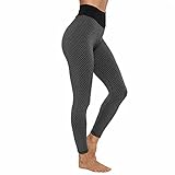 Frauen Gym Leggings High Waist Yoga Hose Butt-Lifting Hose Strumpfhose Honeycomb Running Hosen (Schwarz, S)