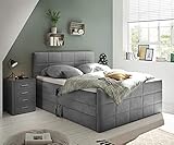 DELIFE Bett Narva Strukturgewebe Dunkelgrau 180 x 200 cm mit M