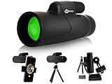 JDOPTICS Starscope Monokular 12x50 Hochauflösendes - Monocular Teleskop mit Smartphone Halter & Stativ, Wasserdichtes Fernrohr ist ideal für Camping, Spiele im Freien, Vogelbeobachtung und Jag