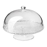 IKEA Servierplatte 'ARV BRÖLLOP' Glas-Platte auf Fuß mit Abdeckung - 22cm hoch - 29cm Durchmesser - Spü