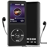 MP3 Player 16GB mit 1.8 Zoll TFT Farbbildschirm, HiFi Musik Player mit Lautsprecher und Kopfhörer, Digital Audio Player mit UKW-Radio, Aufnahme, Video, E-Book Unterstützung bis zu 128 GB, Schw