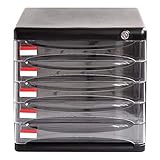 JUNYYANG Cabinet Desktop. Home Office Schränke Aktenschrank 5 Schichten Office Desktop Storage Box Datenaktenschränke Flat File Schränke Drawer File Cabinet (Farbe: Schwarz, Größe: 36x27x26cm)