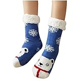 KUAIDO Sockelleisten Weiß warme und bequeme Fleecefutter Gripper Hausschuhe Socken Weihnachtssocken Damen Weihnachts Socken Weihnachtssocken Weihnachtssocken GemüTlich Weich Crew-Sock