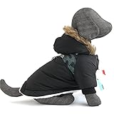 UKKO Hundejacke Winter Haustier Hund Kleidung Warm Für Kleine Hunde Haustiere Welpen Kostüm Mantel wasserdichte Jacke-Black,M