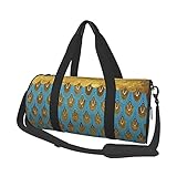 Risating Reise-Sporttasche, blau, goldfarben, Fischschuppen, rund, Handgepäcktasche, leicht, langlebig, Turnbeutel für Damen und H