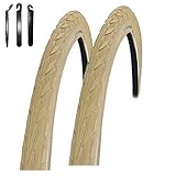 Angebot-Set / 2 x Schwalbe Delta Cruiser Plus 28' Fahrradreifen Fahrradmantel Reflex Creme 40-635 (28 x 1 1/2) inkl. 3 Reifenheb