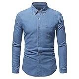 QWERD Jeanshemd Herren Denim Shirt Langarmhemd Cowboy-Style Freizeit Hemd männer Kent-Kragen Business Casual Herren Jeanshemd Freizeithemd Premium Denim Western Anzug, Business, Hochzeit, F