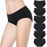 Falechay Unterhosen Damen Unterwäsche Slips Baumwolle Pantys Hipster Mittel Taille Höschen Frauen Perioden 6er Pack Schwarz L