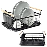 VILDE Geschirrabtropfer Drip Dish Drying Rack Geschirrabtropfgestell Abtropfständer | Geschirr Geschirrständer Abtropfgestell in Schwarz | 42,5x29,5x19 cm | Perfekt für die Küche geschirrtrock