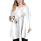 Damen Lose T-Shirt Kleid Frühling Langarm Rundhals Pullover 3D Druck Freizeitkleid XS