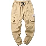Herren Sporthose Frühling und Herbst Einfarbig Plus Size Multi-Pocket Freizeithose Kordelzug Elastische Taille Freizeithose S