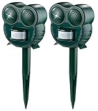 Royal Gardineer Katzenschreck für Garten: 2er Ultraschall-Tierschreck mit LED-Leuchte und PIR-Bewegungsmelder (Ultraschall-Katzenschreck)