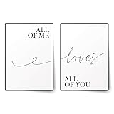 BLCKART Premium Poster Set All of Me Loves All of You | Stilvolle Poster Wohnzimmer Deko | ohne Rahmen (Love Duo, A3)