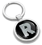 Biomar Labs® Schlüsselanhänger Buchstabe Metall Keyring Buchstaben Initialen Alphabet Autoschlüssel Geschenk Metall-Schlüsselanhänger Schlüsselbund Edelstahl Silber R, KK 18