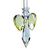 Rainbow crystal Gelber Schutzengel Kristall-Sonnenfänger, handgefertigt, 6,5 cm lang, Fenster, Blume, Auto, Heimdekoration, Chakra-Kristall-Ornament, Regenbogenmacher, Schutzengel … (63 Gelb)