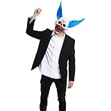 Folat Halloween Latex Maske blutiger Clown mit blauen H