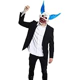 Folat Halloween Latex Maske blutiger Clown mit blauen H