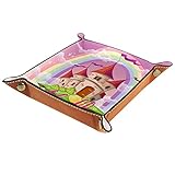 Schreibtisch Aufbewahrung Valet Tray, Leder Faltschale Schmuckablage Märchenschloss für Desktop, Büro, Schlüssel, Schmuck