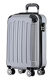 BEIBYE Hartschalen-Koffer Trolley Rollkoffer Reisekoffer Handgepäck 4 Rollen (M-L-XL-Set) (Silber, M)