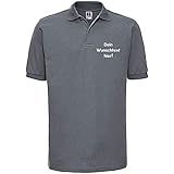 Shirt-Panda Herren Polo Shirt mit Wunschtext Wunschname · Linke Brust und oder Rücken Druck Men Personalisiert Personalisierbar Sprüche Hemd Anpassen Wunsch Grau M