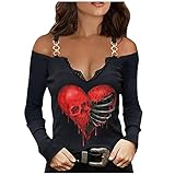 Langarm Damen Oberteil Damen Langarmshirt Sexy Blusen Frauen Locker Freizeit Rundhals Longsleeve Pullover TräGerlosVintage Topops Cord Hemd Damen Basic Langarmshirt Damen Set Tshirt Giraffe(Red,S)