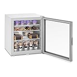 Royal Catering Mini Gefrierschrank Tiefkühlschrank RCFZ-W88L (88 L, isolierte Glastür, LED-Beleuchtung, Türschloss,Thermostat - 7 bis - 24 °C, inkl. Korb und Trenngitter)