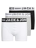 JACK & JONES Jungen Sense Trunks 3-Pack NOOS JR Shorts, Grau (Light Grey Melange Black/White), (Herstellergröße: 140) (3er Pack)