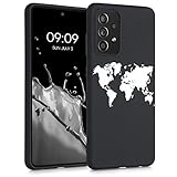 kwmobile Hülle kompatibel mit Samsung Galaxy A52 / A52 5G / A52s 5G - Handyhülle Silikon Case - Travel Umriss Weiß Schw