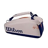 Wilson Tennistasche Roland Garros Premium 9, Bis zu 9 Schläger, Weiß/Blau, WR8012601001