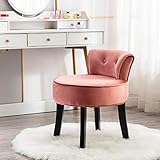 Samtstuhl für Schlafzimmer, modern, mit Füßen aus Eiche, Schminktisch, Schminktisch aus Stoff, kleiner Stuhl für Gästezimmer (rosa)