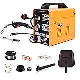 RELAX4LIFE MIG 130 Flux Schweißgerät, 4 Stufen von 50 A – 120 A einstellbar, 230 V Schweißmaschine Set mit Schutzhülle, Schutzgas Elektrodenschweißgerät mit Tragegriff, 0,9 mm Fülldraht (Gelb)