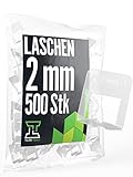 TILER TOOLS Fliesen Nivelliersystem 2mm Laschen 500er[Viele Größen & Fugenbreiten verfügbar] Deutsche Marke|Fliesen Abstandshalter|Fliesen Verlegehilfe| Zuglaschen 2mm für Fliesen Stärke 3-15