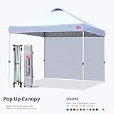 MasterCanopy Pop-up-Überdachungszelt Faltpavillon mit 1 Seitenwand Outdoor Baldachin Einfache Einrichtung, 2 x 2 m, Weiß