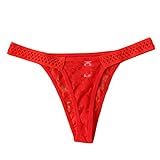 Spitzenhöschen für Frauen, Unterwäsche, Slip, atmungsaktiv, Bikini-Stil, Unterwäsche, brasilianisches Höschen, weiche Bikinis für Frauen, nahtlose Unterwäsche, Set mehrfarbig, rot, 38