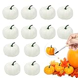 O-Kinee Halloween Deko Kürbis, 12 Stück DIY Kürbis Deko, Weißer Kürbis Baby Boo, Weiße Künstliche Kürbis für Thanksgiving Herbstpartys Halloween Dekoration Garten Obstgeschäften Supermärk