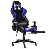 Qacasa Gaming-Stuhl, Bürostuhl, 180 Grad neigbar, Computer-Schreibtischstuhl, bequemer Chefsessel, Computersitz, Racer, Liegestuhl, PU-L